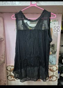 Chic Black Sleeveless Mesh Top