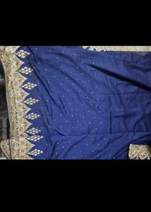 Elegant Blue Saree with Golden Border