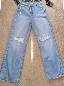 Ripped high waist garage Wide-Leg Jeans