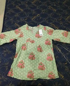 Light Green Floral Print Kurta