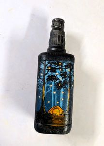 Hand-Painted Bottle - Camping Scene