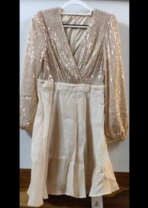 Sparkling Sequin V-Neck Midi Dress
