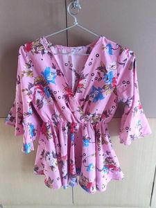 Price Dropped !! Branded Pink Floral Wrap Top