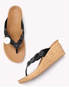 Skechers Sparkling Wedge Flip-Flops...