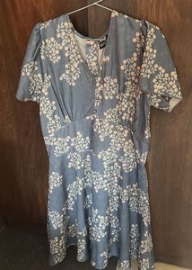 Blue Floral Midi Dress