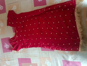 Elegant Red Kurta Set with Pink Dupatta