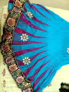 Brand New Blue Pink Royal Mirror work Anarkali