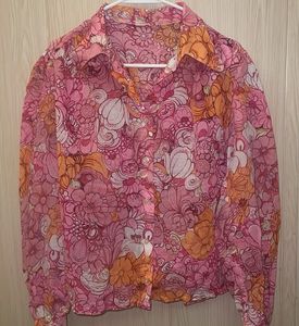 Y2k Floral Print Button-Up Shirt