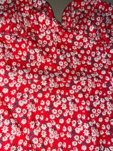 Red Floral Mini Dress with Tie Straps