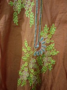 Orange Embroidered Kurti