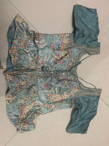 Teal Embellished Blouse