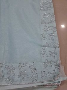 Elegant Light Blue Saree with Embellishments