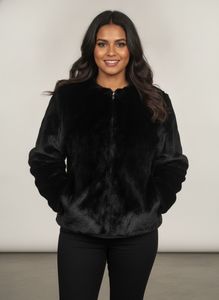 Elegant Black Faux Fur Jacket