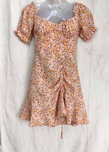 16146. Chic Floral Ruched Mini Dress