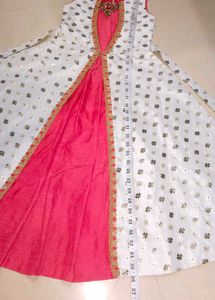 Beautiful White &amp; Red Ethnic Gown