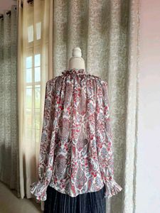 Bohemian Paisley Print V-Neck Blouse
