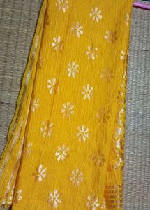 Offer📍Elegant Yellow Dupatta with Floral Design
