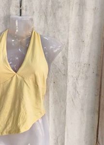 Yellow Halter Neck Summer Top