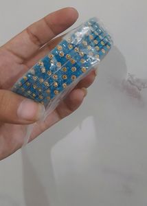 Yellow &amp; Sea BLUE Coloured Sequence Bangle/ Chudi Set