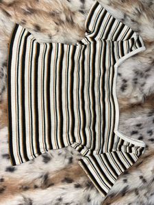 y2k Striped Button-Down Crop Top