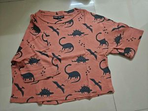 Dinosaur Print Cropped T-Shirt