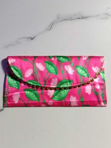Vibrant Pink Lotus Print Clutch