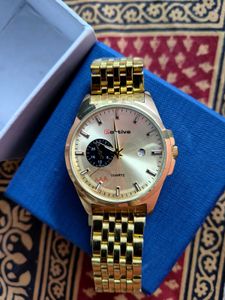PORTIVE LUXURY GOLD CHAIN QUARTZ MENS WRIST WATCH