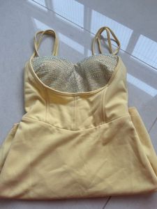 Sparkling Sequin Bustier Yellow Dress