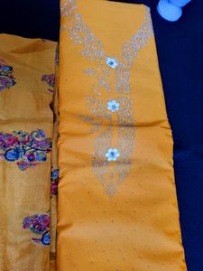 Cotton Semi-stitched Suit Printed Bottom N Dupatta
