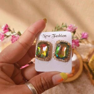 Cherry Drop Earrings and crystal studs