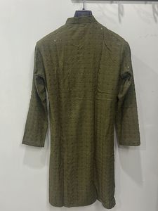 Olive Green Embroidered Kurta
