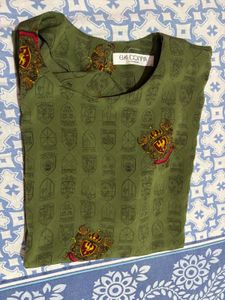 Unique Green Printed Tunic Top