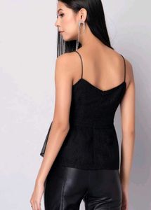 Faballey Party Chic Black Peplum Top