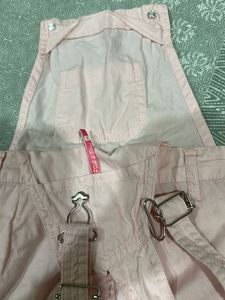 Baby Pink Denim Overalls Skirt