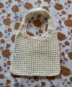 Cream Crochet Tote Bag