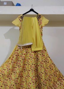 Yellow Embroidered Ethnic Gown