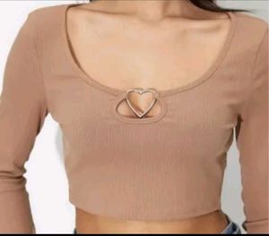 Chic Black Heart Detail Long Sleeve Crop Top