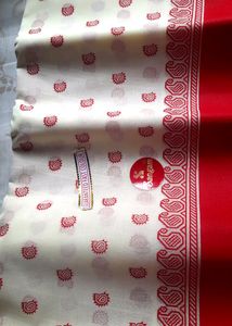 Red printed White Saree