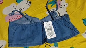 Denim Crop Top with Tags