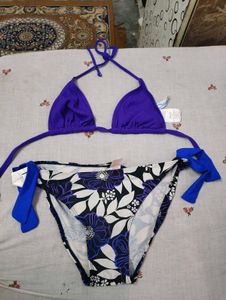 Purple & Floral Bikini Set