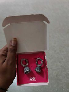 Oxidised Flower Jhumka Earrings