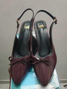 Stylish Burgundy Patent Slingback Heels