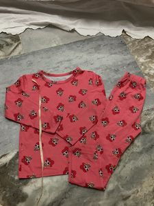 Cute Pink Pajama Set with Cartoon Print
