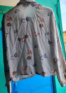 Elegant Vintage Floral Print Full-Sleeve Shirt (M)
