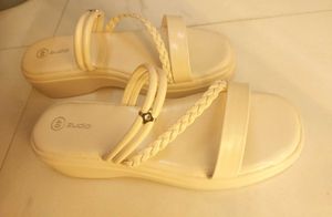 Cream Braided Strap Sandals
