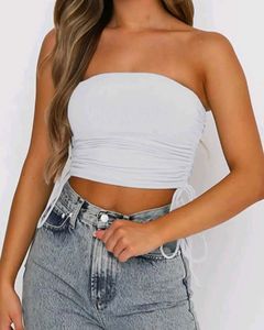 Ruched Drawstring Tube Top