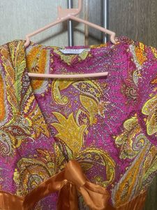 Magenta Paisley Kurti with Satin Bow
