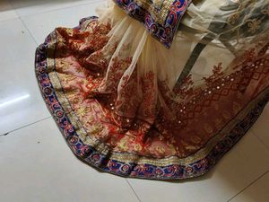 Embroidered mirror work Saree