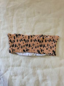 Smocked Leopard Print Bikini Top
