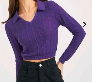 Purple Knit Crop Top  Westside)New Year Sale ❗